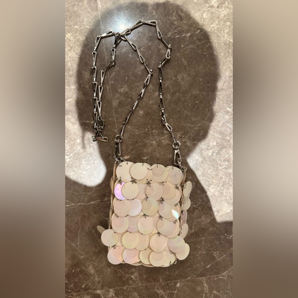 Paco Rabanne Sparkle Discs Mini Bag in White - Picture 15 of 15